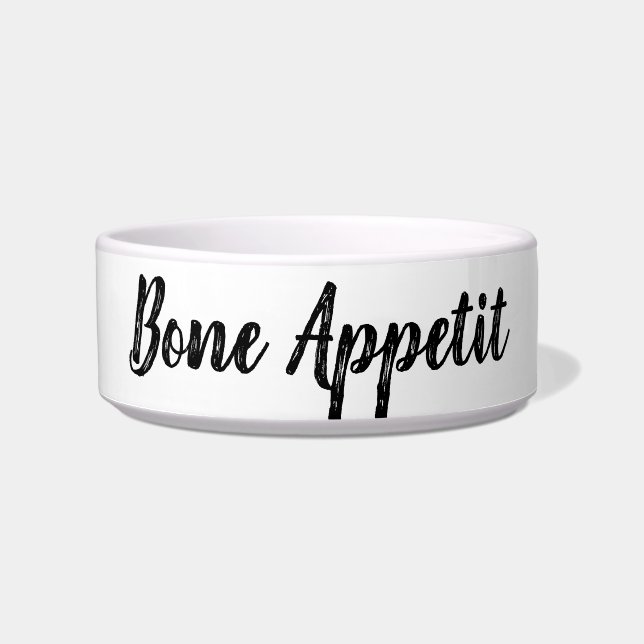 Bone Appetit grappige puppy dog pet bowl gezegde q Voerbakje (Voorkant)