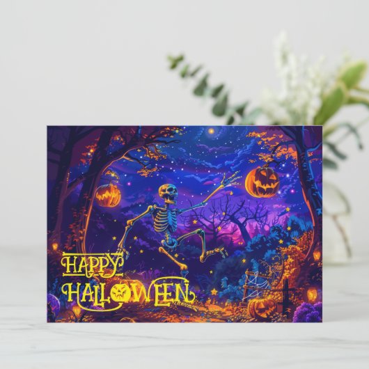 Bone-Appétit Halloween Bash Kaart (Staand voorkant)