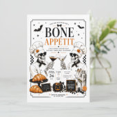Bone Appétit Halloween Dinnerparty Feestdagenkaart (Staand voorkant)
