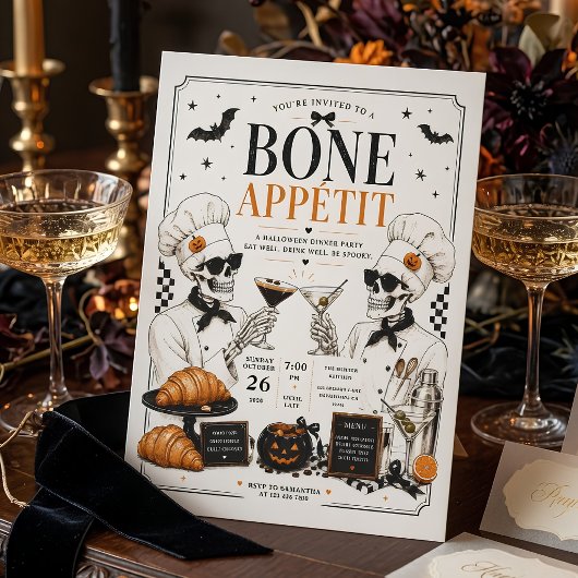 Bone Appétit Halloween Dinnerparty Feestdagenkaart