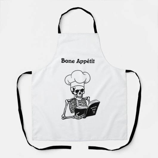 Bone Appétit Halloween Skeleton Chef Schort (Voorkant)