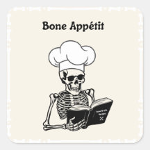 Bone Appétit Halloween Skeleton Chef Stickers