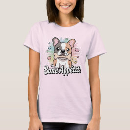 Bone Appétit - Kawaii Franse Bulldog Holding Bone Tri-Blend Shirt