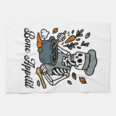 Bone Appétit: Skeleton Chef Grappig Halloween Bakk Theedoek (Horizontaal)