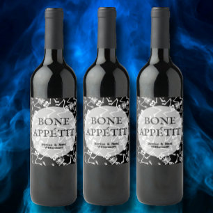 BONE APPÉTIT Skeletons Black Wijn Etiket
