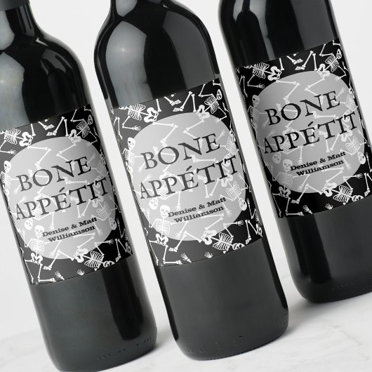 BONE APPÉTIT Skeletons Black Wijn Etiket