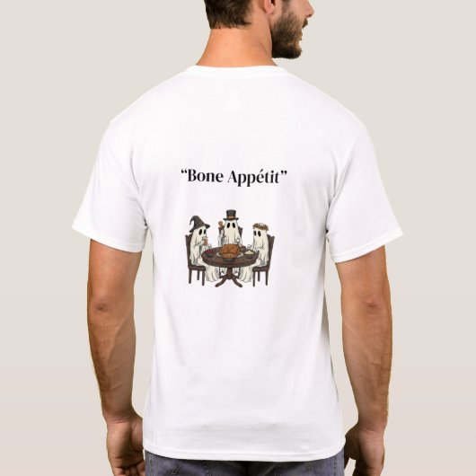 Bone Appétit T-shirt – Funny Thanksgiving Ghosts D (Achterkant)