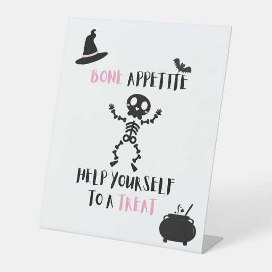 Bone Appetite halloween skelet porch door snoep Reclamebord Met Voetstuk (Voorkant)