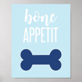 Bone Appetite Puppy Birthday Party Sign Blue Poster (Voorkant)