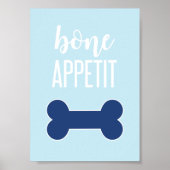 Bone Appetite Puppy Birthday Party Sign Blue Poster (Voorkant)