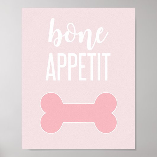 Bone Appetite Puppy Birthday Party Sign roze Poster (Voorkant)
