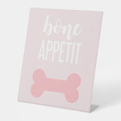 Bone Appetite Puppy Birthday Party Sign roze Reclamebord Met Voetstuk (Voorkant)