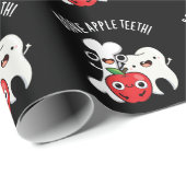 Bone Apple Teeth Funny Bona Appetit Pun Dark BG Cadeaupapier (Rol Hoek)