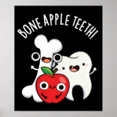 Bone Apple Teeth Funny Bona Appetit Pun Dark BG Poster (Voorkant)