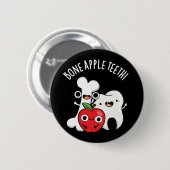 Bone Apple Teeth Funny Bona Appetit Pun Dark BG Ronde Button 5,7 Cm (Voorkant /achterkant)