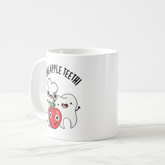 Bone Apple Teeth Funny Bona Appetit Pun  Koffiemok (Voorkant links)