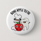 Bone Apple Teeth Funny Bona Appetit Pun Ronde Button 5,7 Cm (Voorkant)