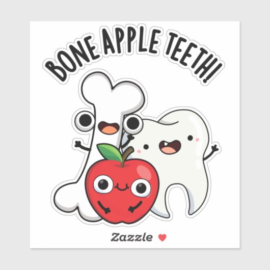 Bone Apple Teeth Funny Bona Appetit Pun  Sticker (Vel)