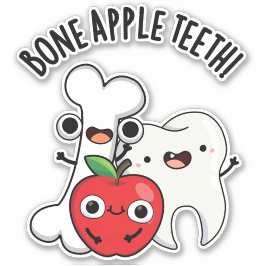 Bone Apple Teeth Funny Bona Appetit Pun  Sticker (Voorkant)