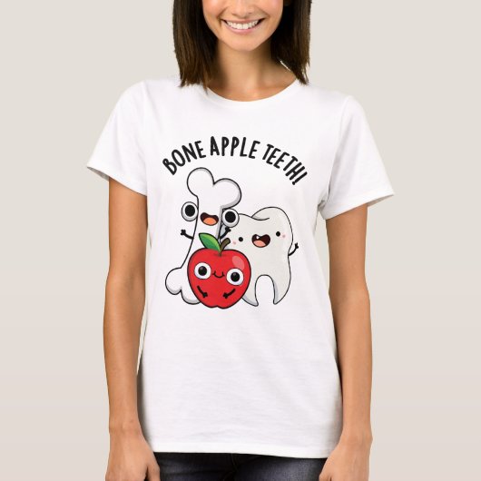 Bone Apple Teeth Funny Bona Appetit Pun T-shirt (Voorkant)
