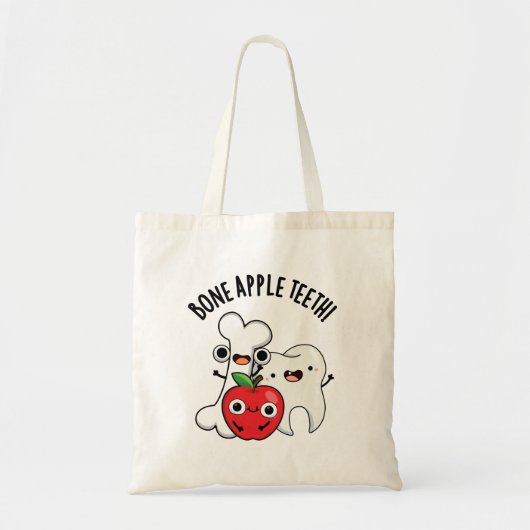 Bone Apple Teeth Funny Bona Appetit Pun  Tote Bag (Voorkant)