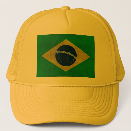 Bone Bandeira do Brasil (Estilo Envelhecido) Trucker Pet (Voorkant)