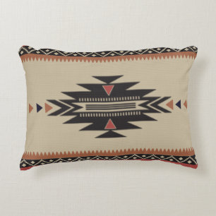 Bone, Black en Rust Native American Style Decoratief Kussen