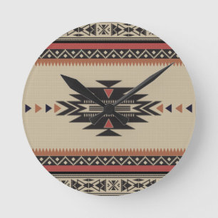 Bone, Black, Rust American Indian Style Ronde Klok