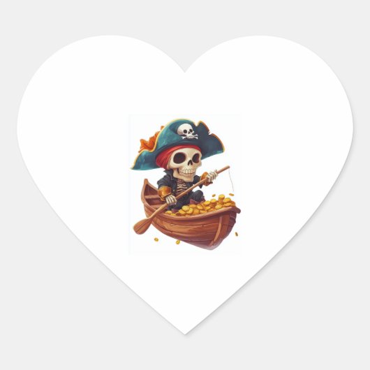 Bone Buccaneer - Funny Pirate Skull Hart Sticker (Voorkant)