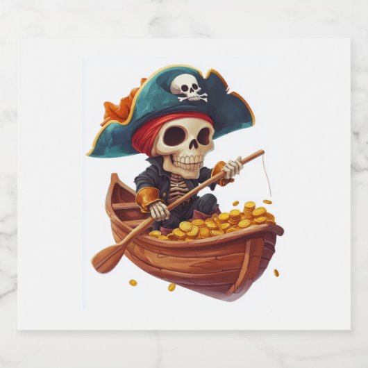 Bone Buccaneer - Funny Pirate Skull Sparkling Wijnetiket (Enkel label)