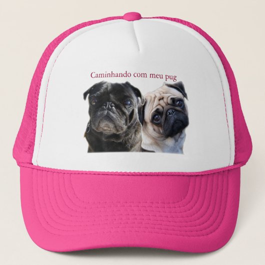 boné caminhando com meu pug trucker pet (Voorkant)