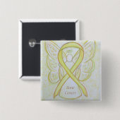 Bone Cancer Angel Yellow Awareness Ribbon Pins Vierkante Button 5,1 Cm (Voorkant /achterkant)