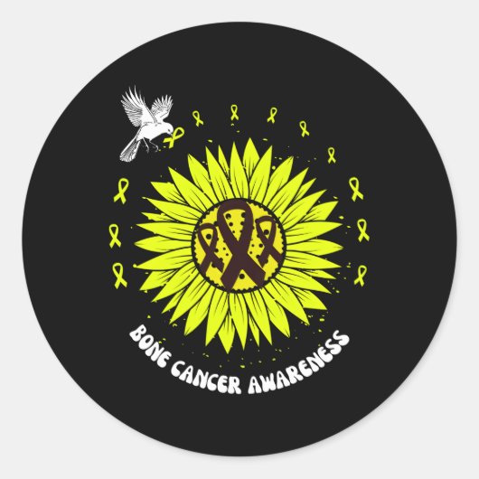 Bone Cancer Awareness Lint Geel Lint Vogel Ronde Sticker (Voorkant)
