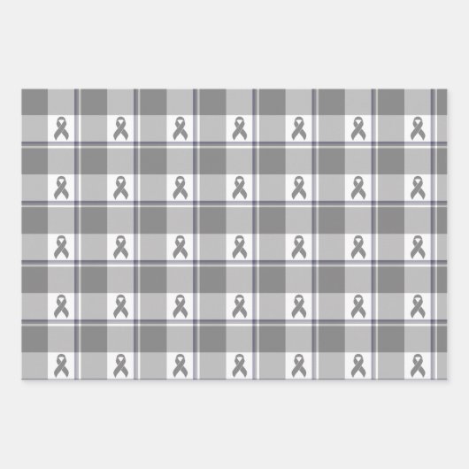 Bone Cancer Awareness Plaid Gray Ribbon Inpakpapier Vel (Voorkant 2)