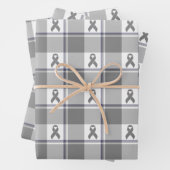 Bone Cancer Awareness Plaid Gray Ribbon Inpakpapier Vel (In situ)