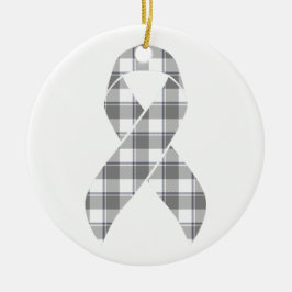 Bone Cancer Awareness Plaid Gray Ribbon Keramisch Ornament