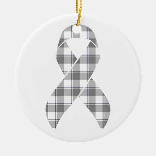 Bone Cancer Awareness Plaid Gray Ribbon Keramisch Ornament (Voorkant)