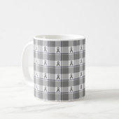 Bone Cancer Awareness Plaid Gray Ribbon Koffiemok (Voorkant links)