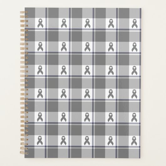 Bone Cancer Awareness Plaid Gray Ribbon Planner (Voorkant)