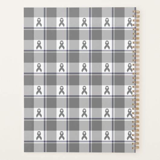 Bone Cancer Awareness Plaid Gray Ribbon Planner (Achterkant)