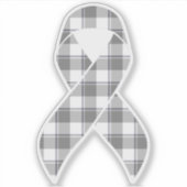 Bone Cancer Awareness Plaid Gray Ribbon Sticker (Voorkant)