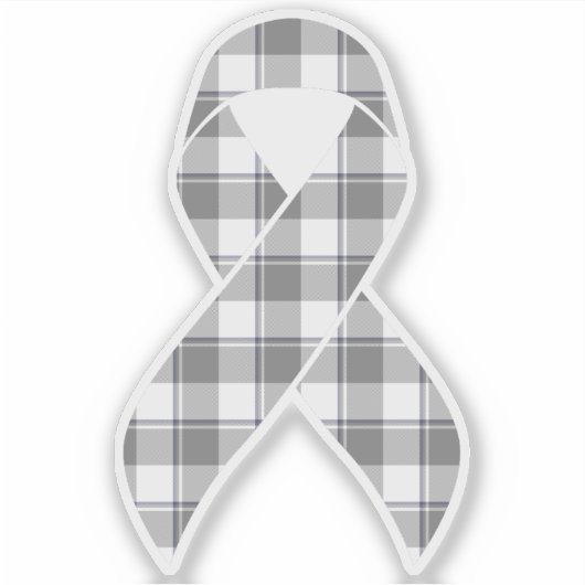 Bone Cancer Awareness Plaid Gray Ribbon Sticker (Voorkant)