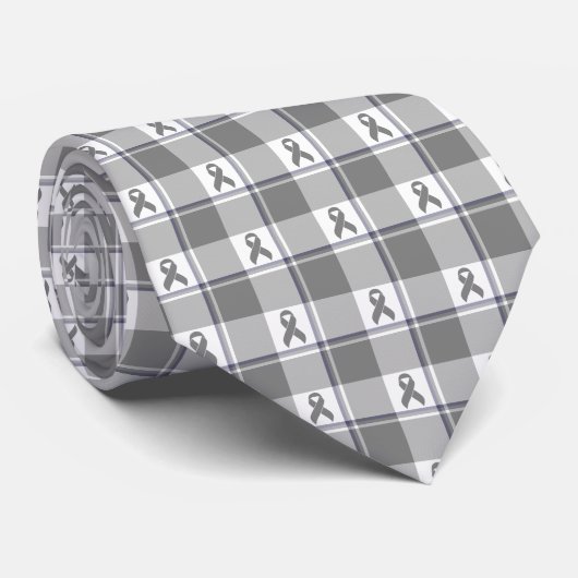 Bone Cancer Awareness Plaid Gray Ribbon Stropdas (Opgerold)
