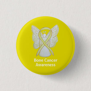 Bone Cancer Yellow Angel Awareness Ribbon Pin Ronde Button 3,2 Cm