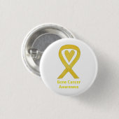Bone Cancer Yellow Heart Awareness Ribbon Pins Ronde Button 3,2 Cm (Voorkant /achterkant)