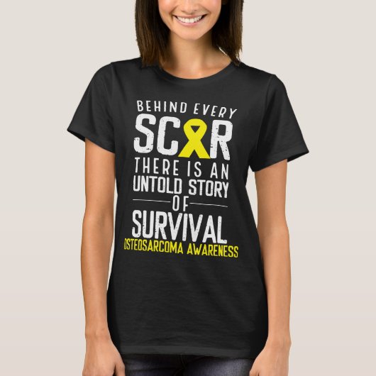 Bone Cancer Yellow Scar Osteosarcoma Bewustmaking T-shirt (Voorkant)