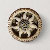 Bone Carved Edelweiss Ronde Button 5,7 Cm (Voorkant)