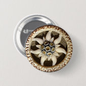 Bone Carved Edelweiss Ronde Button 5,7 Cm (Voorkant /achterkant)