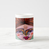 Bone China Coffee Mok (grillige vrouw - 01) (Voorkant)