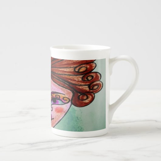 Bone China Coffee Mok (grillige vrouw - 01) (Rechts)